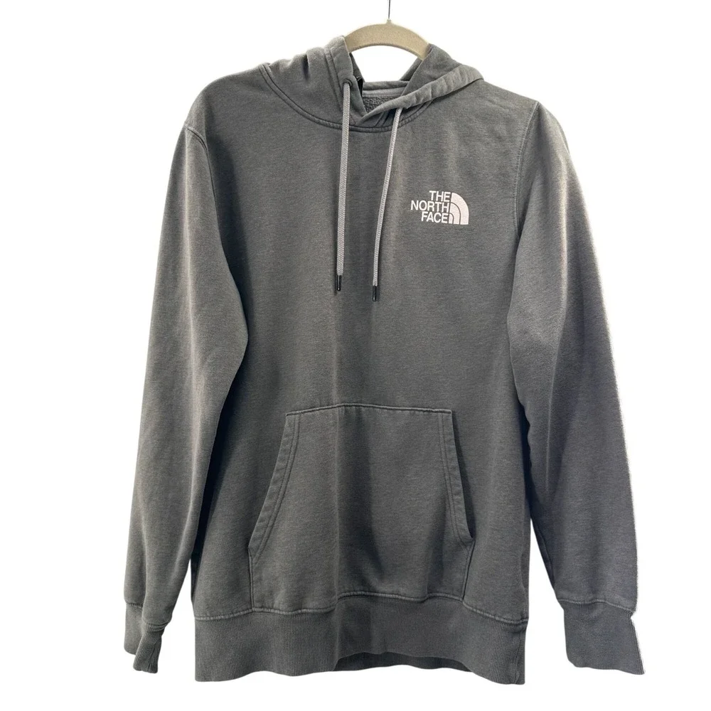 The North Face M‎ Grey Hoodie Camouflage Logo Print Never Stop Exploring Graphic